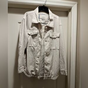 American Eagle Outfitters Cream Button-Up Shirt jacket
